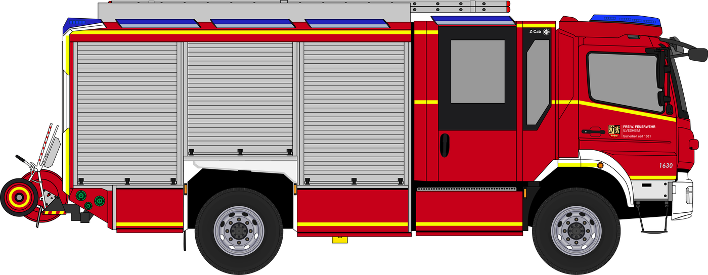 Löschgruppenfahrzeug 2 (LF 10) der Feuerwehr Ilvesheim, Fahrzeuggrafik Beifahrerseite
