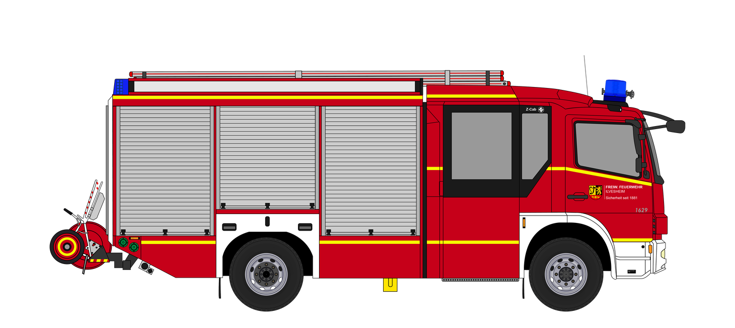 Löschgruppenfahrzeug 1 (LF 20) der Feuerwehr Ilvesheim, Seitenansicht